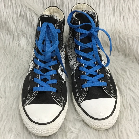 Converse men’s high top lace up black shoes size 5 men’s/ 7 women’s - Picture 2 of 8